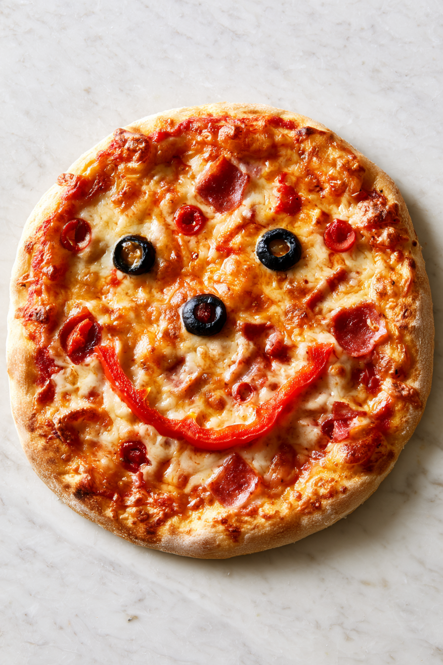 Decorate the pizza further by adding slices of pepperoni or salami to create more spooky faces