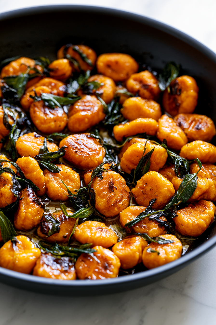 Gently toss the cooked gnocchi in the sage butter until evenly coated