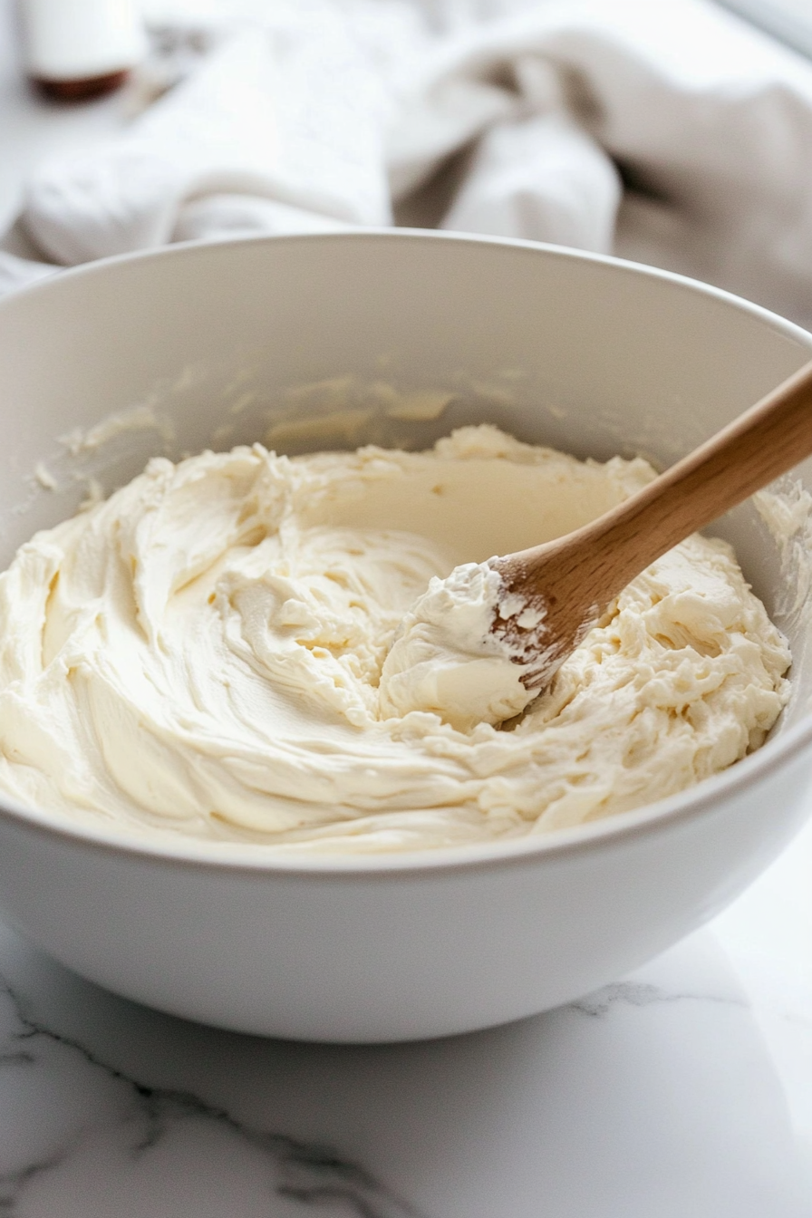 In a large mixing bowl, beat the softened cream cheese and sugar with an electric mixer until smooth and creamy, about 2-3 minutes. This creates a fluffy base for the filling