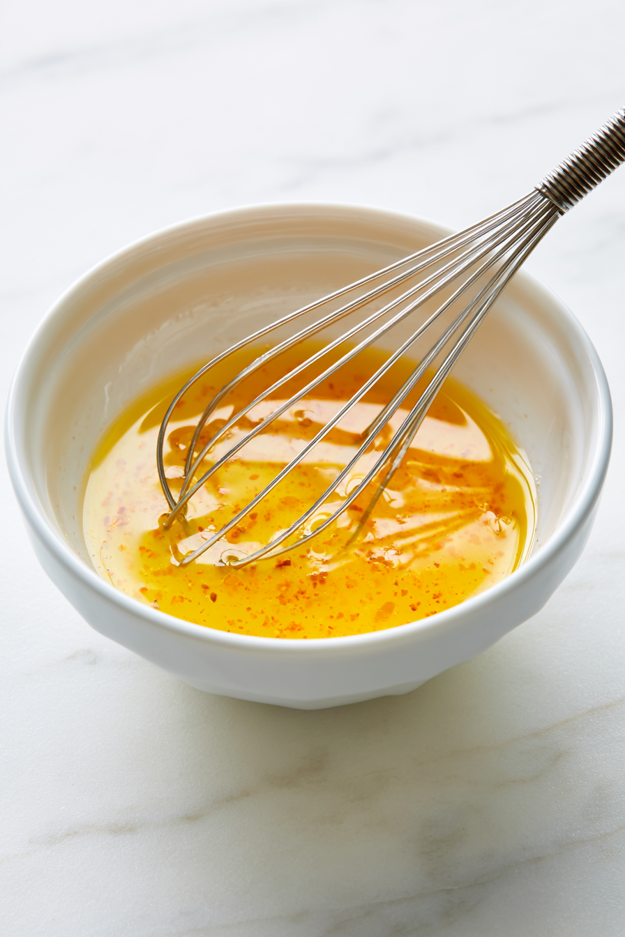 In a small bowl, whisk together lemon juice, honey, Dijon mustard, and the remaining olive oil until emulsified and slightly bubbly