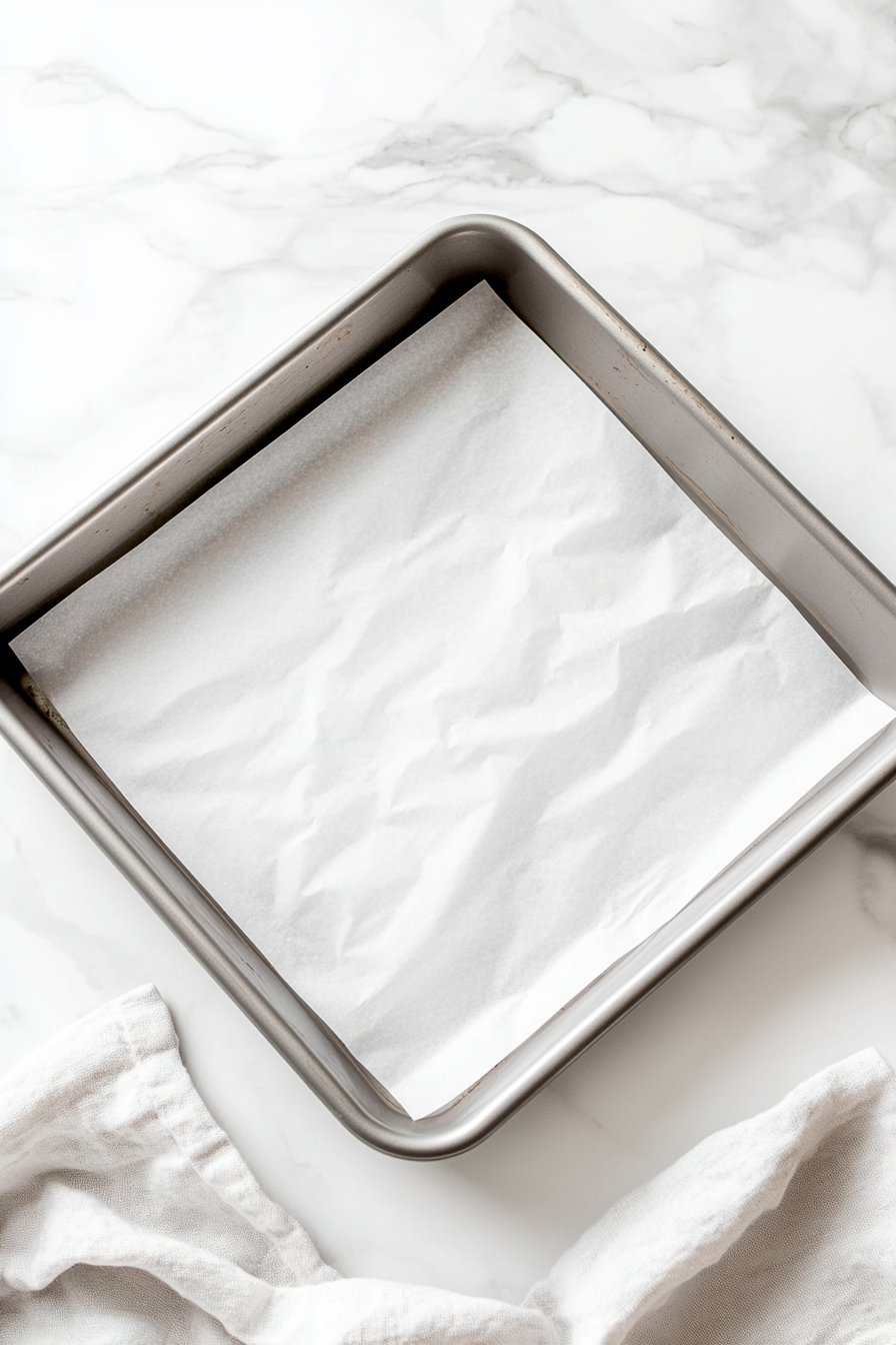 Line a 9-inch square baking pan with parchment paper, leaving overhang on the sides for easy removal