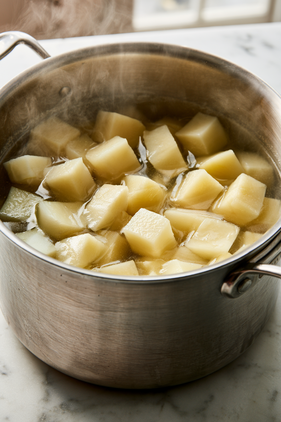 Place the potatoes in a large pot of salted water. Bring to a boil and cook for 15–18 minutes