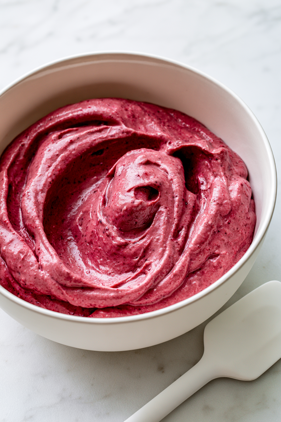 Pour the vibrant smoothie into a sturdy bowl, smoothing the surface with a spatula for an even base
