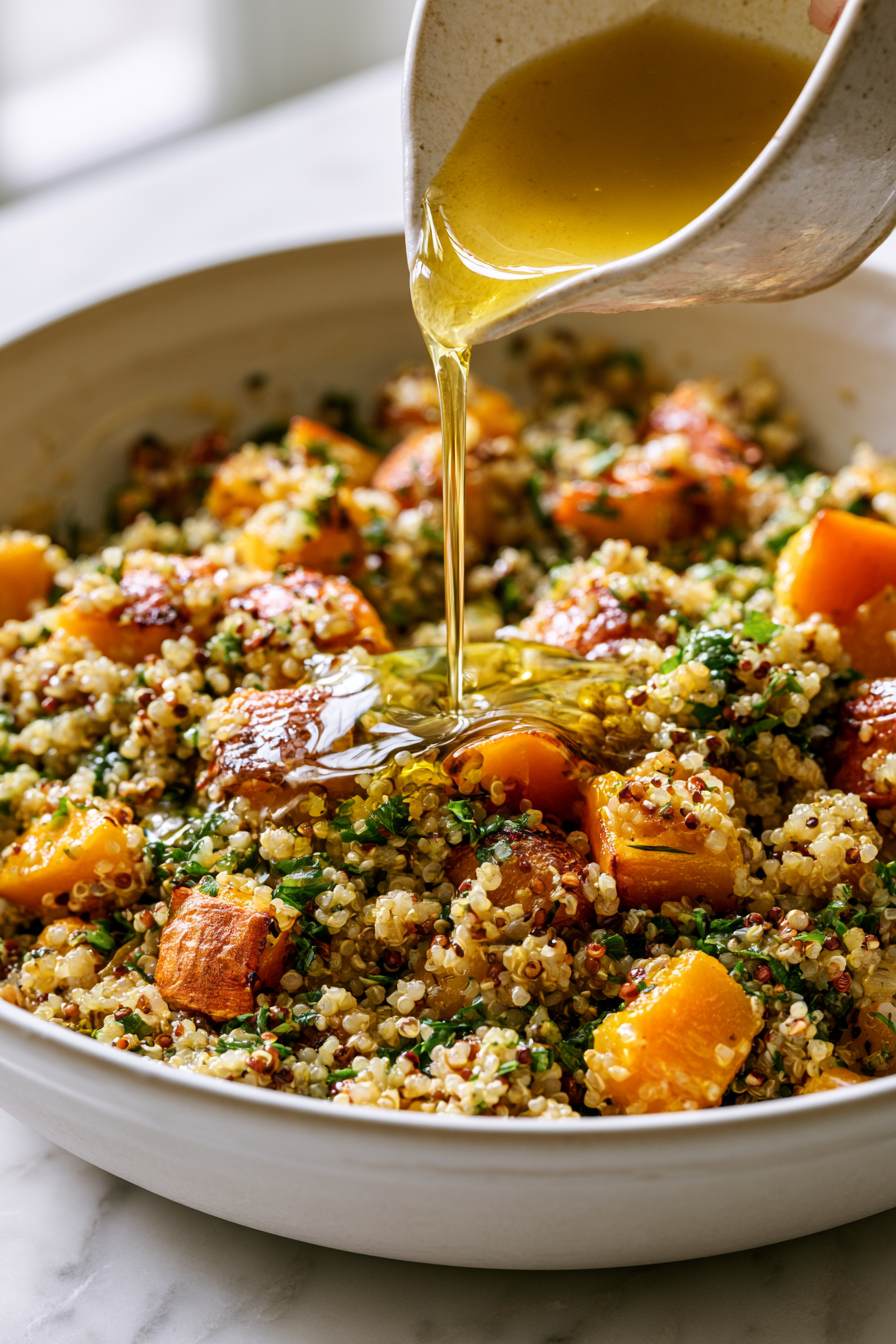Squeeze fresh lemon juice into the bowl and drizzle with the remaining olive oil