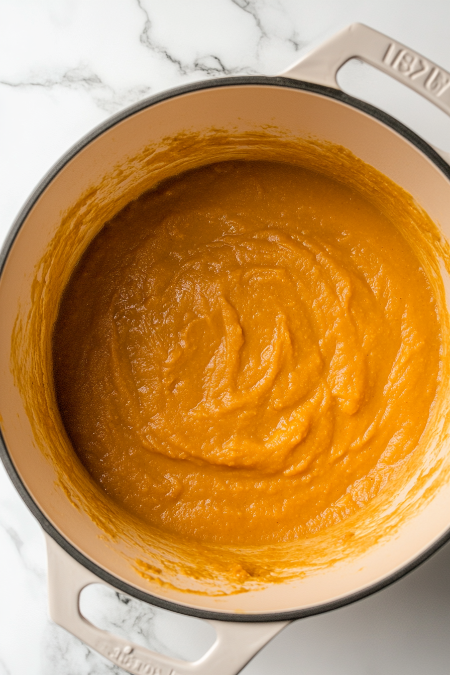 Use an immersion blender to carefully blend the soup directly in the pot until smooth and creamy, or pulse in a blender in batches if preferred a chunkier texture