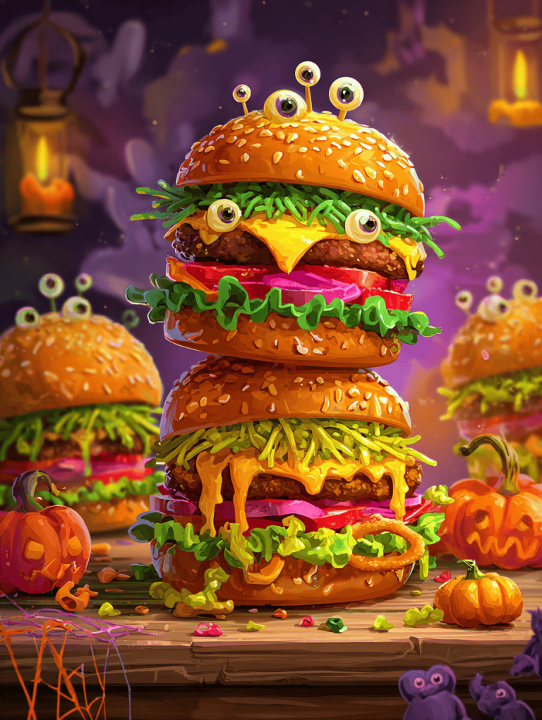 Spooky, Juicy, and Playful: Halloween Monster Burgers