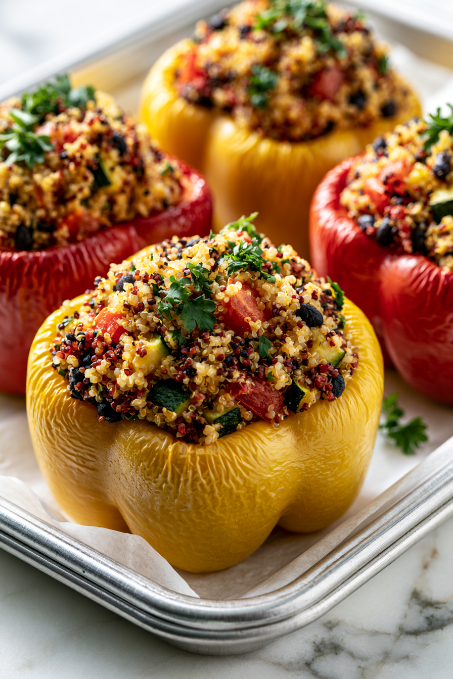 Arrange the stuffed peppers upright on the baking sheet and bake for an additional 20-25 minutes