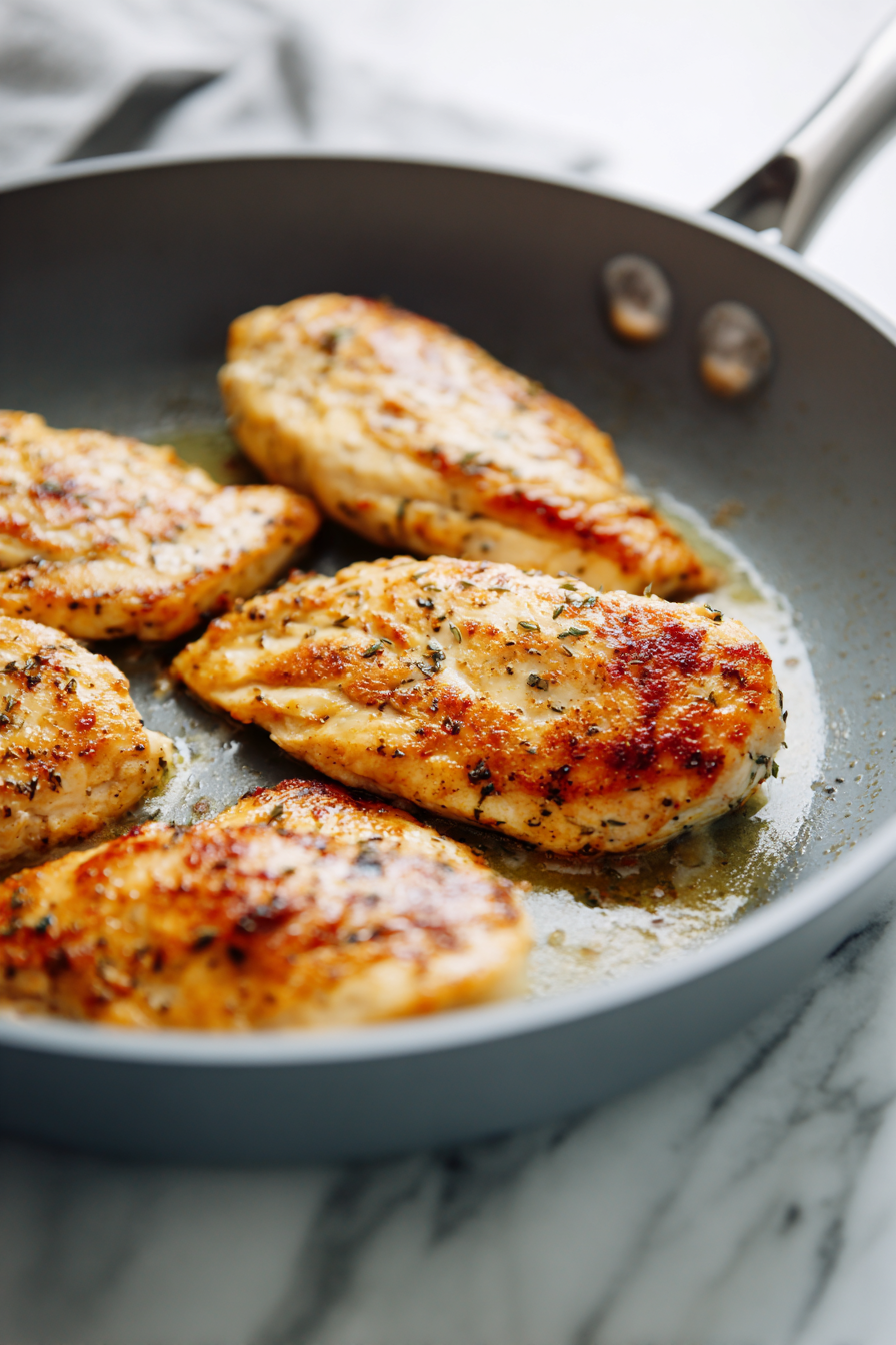 Add chicken and cook 5–6 minutes per side until golden