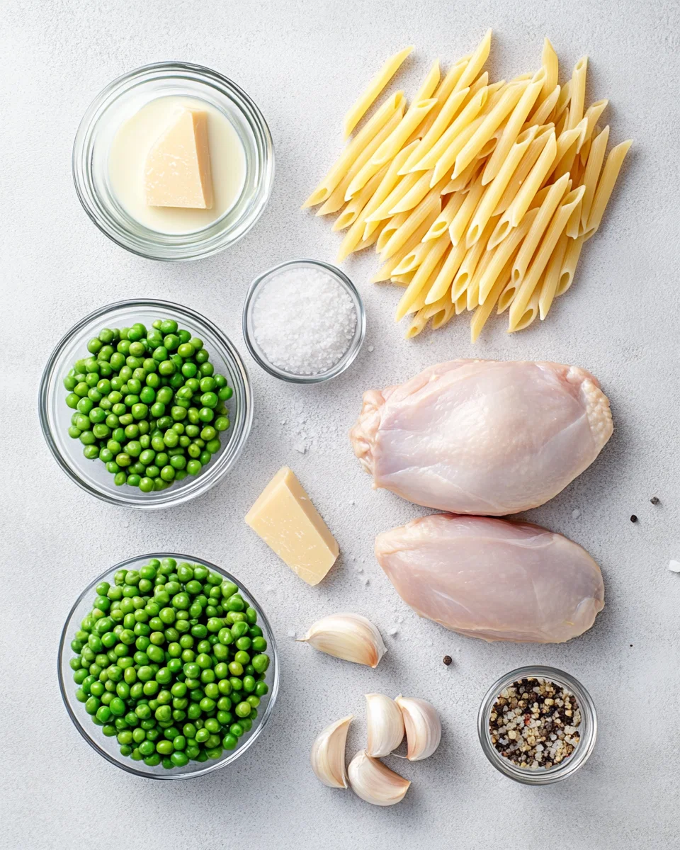 Chicken And Peas Creamy Pasta