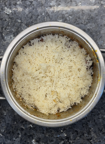 Spread-half-the-rice-at-the-bottom