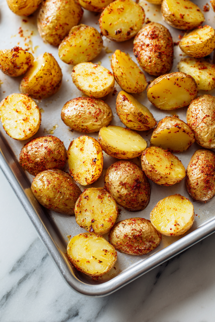 Spread potatoes on a baking tray