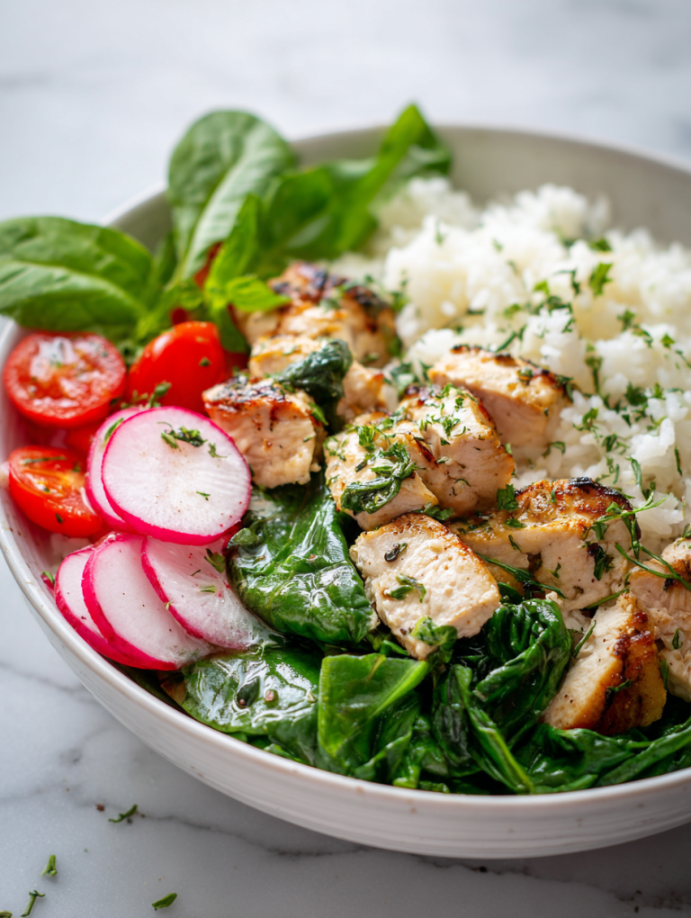 Chicken Spinach Rice Bowl