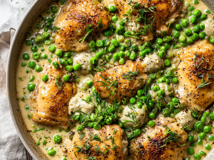 Creamy Chicken Peas Skillet