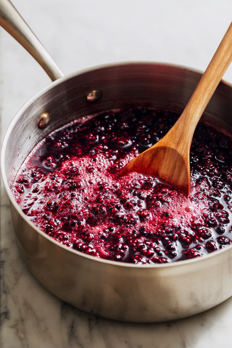 Add the mulberries and water to a large heavy-bottomed saucepan