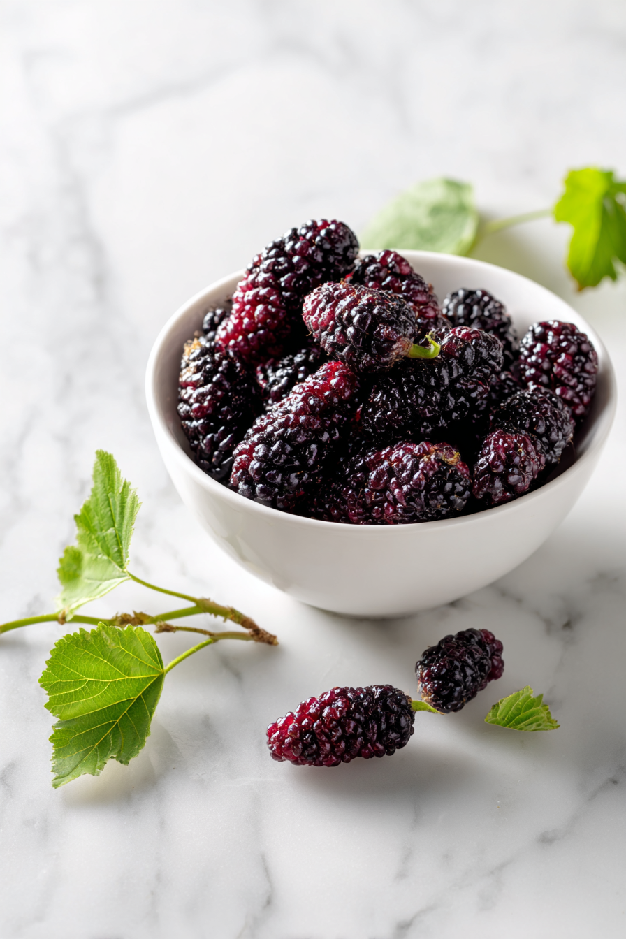 Rinse the mulberries gently under cold water