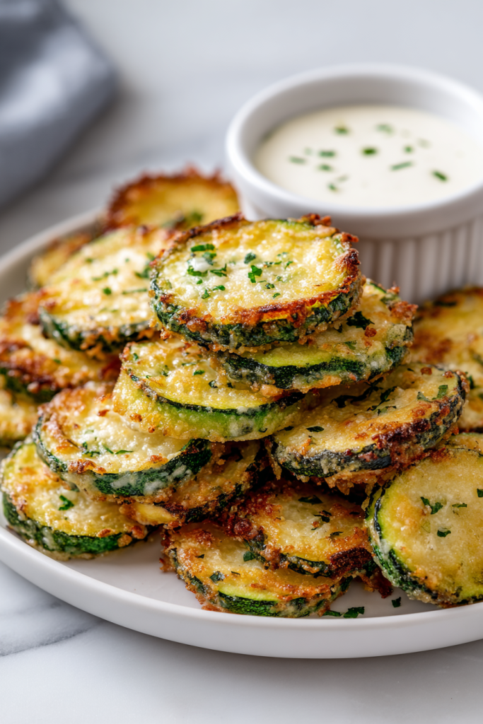 Enjoy zucchini bites hot with dip