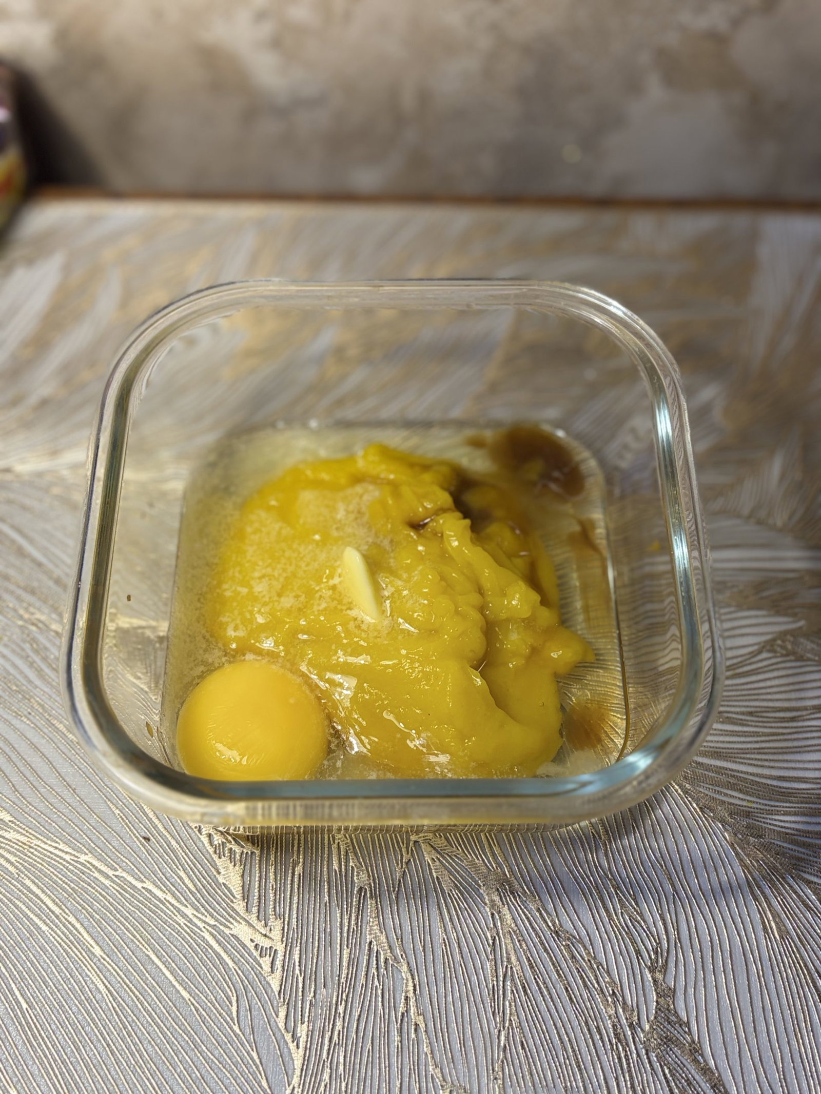 In another bowl, stir together the pumpkin, egg, milk, butter, and vanilla.