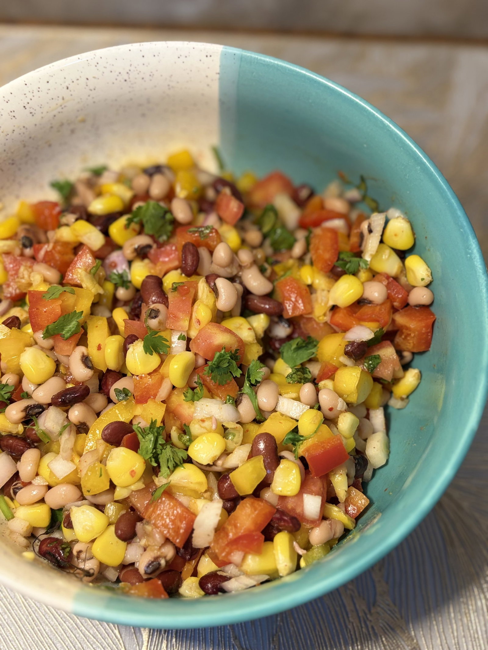 Just before serving, mix in freshly chopped cilantro and taste for seasoning, adding more salt if needed