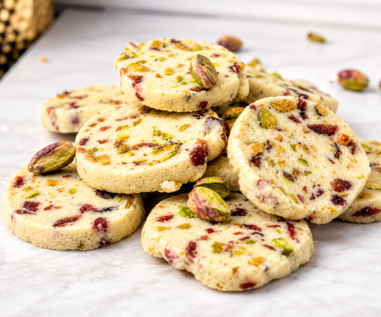 Pistachio Cranberry Shortbread Cookies Recipe