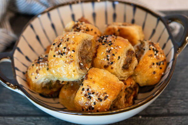 Sausage Puffs with Hot Honey