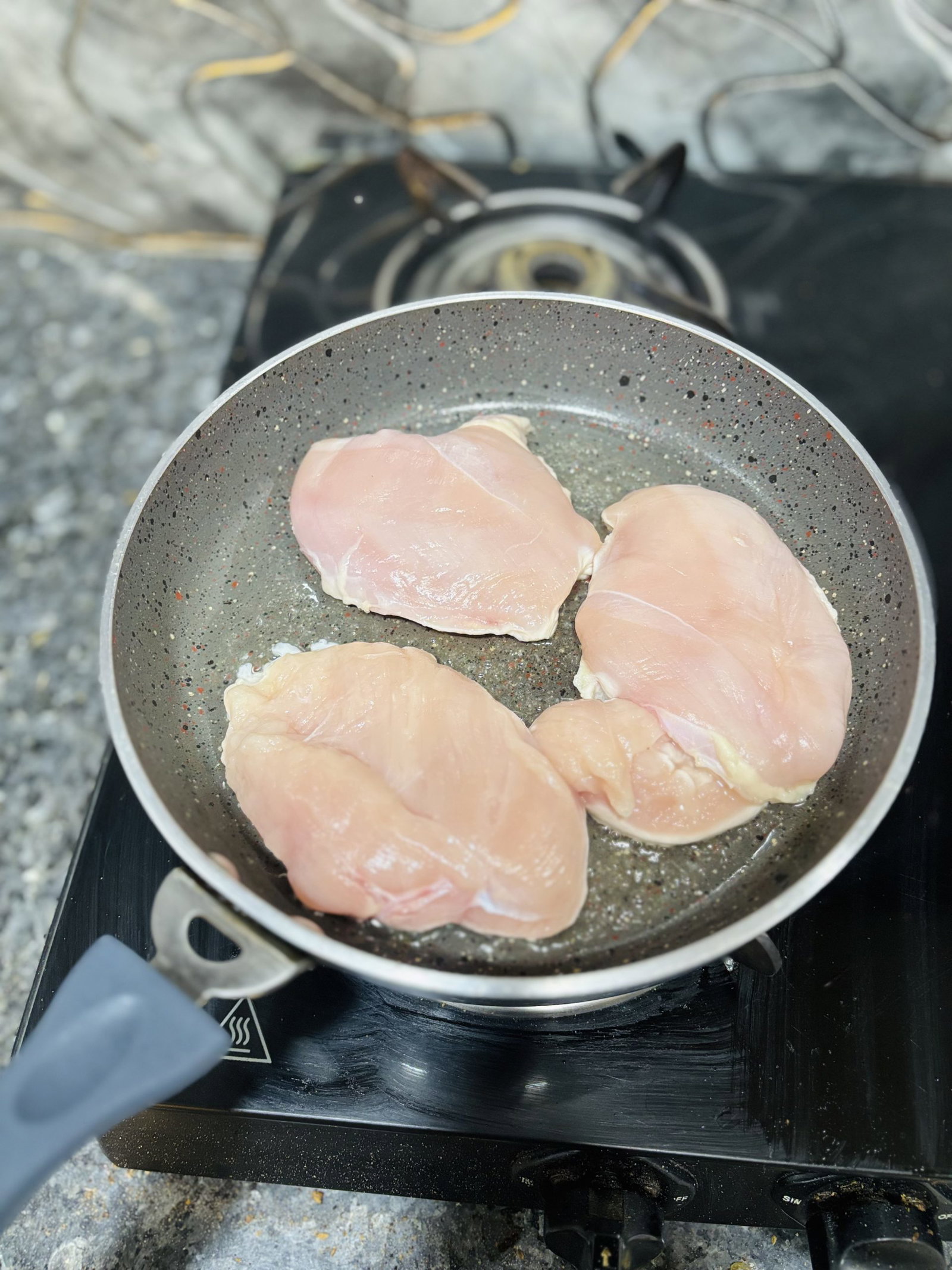 Season chicken with ½ teaspoon of the salt and pepper, then sear until golden brown, about 4 minutes per side.