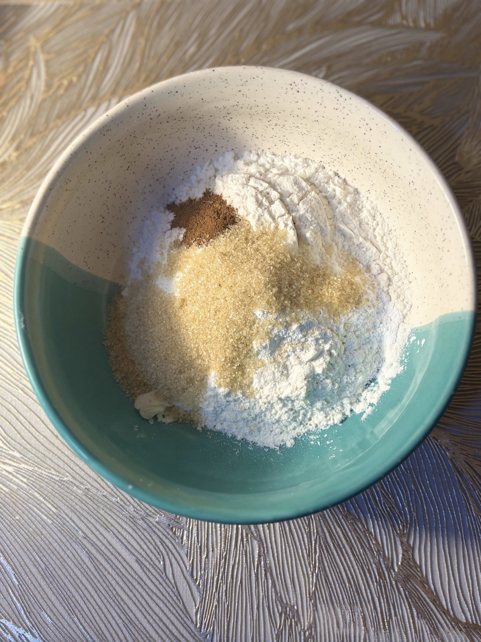 Whisk the flour, sugar, baking powder, baking soda, spices, and salt in a bowl.