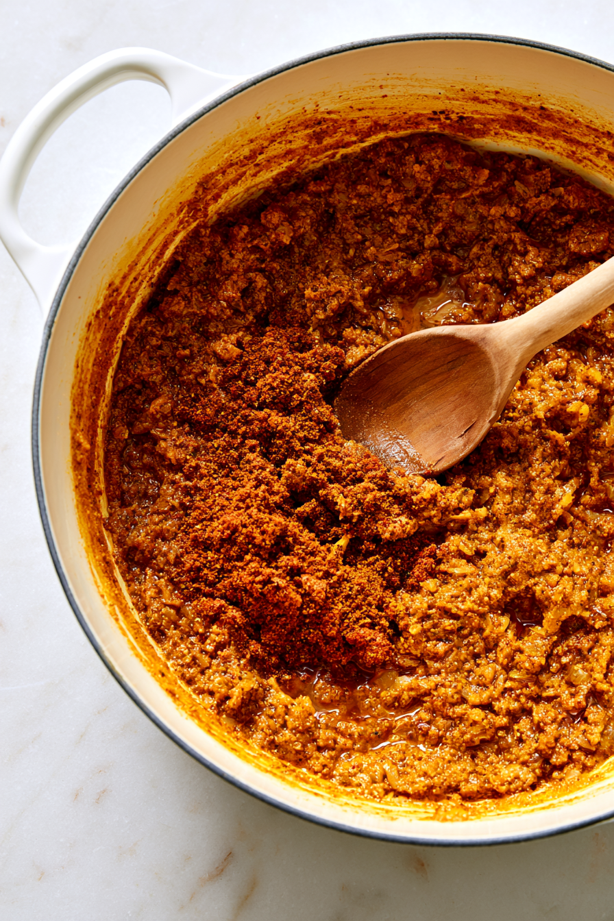 Add the Thai curry paste, curry powder, and turmeric