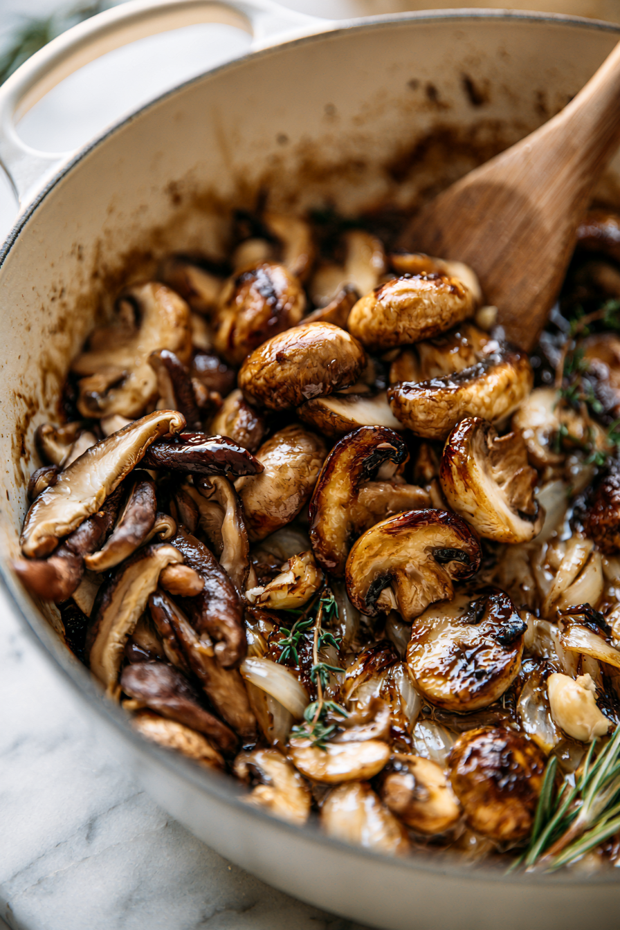 Add the mushrooms in batches if necessary so they brown instead of steam