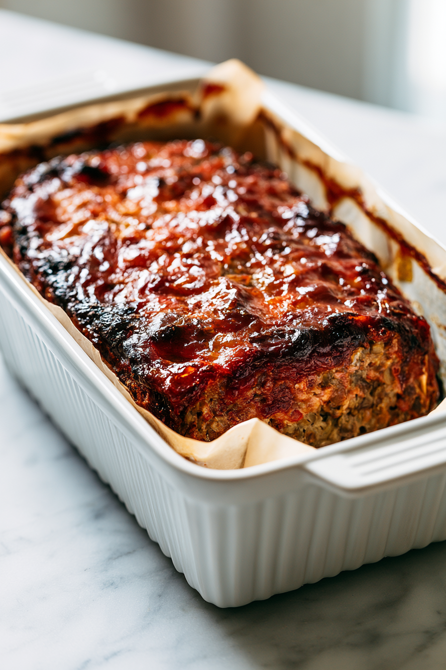 Bake for 40 to 45 minutes until the loaf is firm and the glaze is caramelized