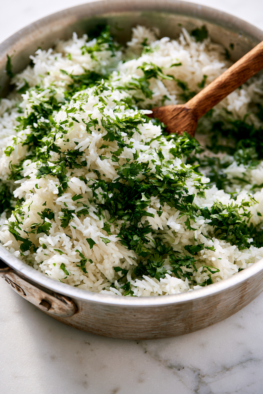 Cook the rice according to the package directions using vegetable broth or water, olive oil, and salt