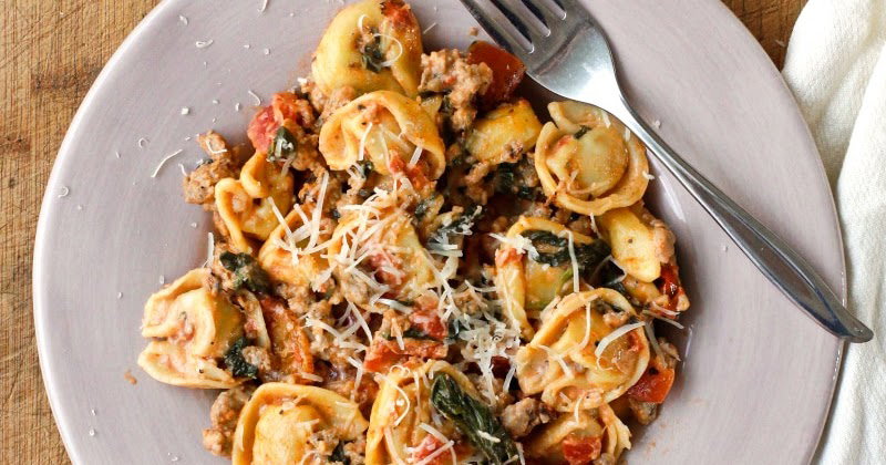 Creamy Tomato Tortellini & Sausage Skillet