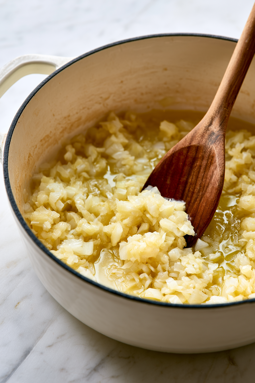 Heat the olive oil in a Dutch oven over medium heat. Add the onion and cook for 5 to 6 minutes until softened