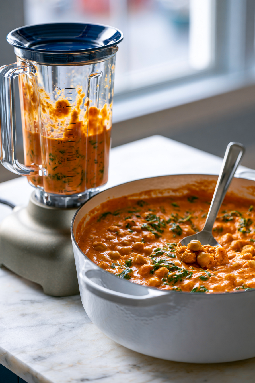 If you prefer a creamier texture, blend a cup of the curry and stir it back into the pot