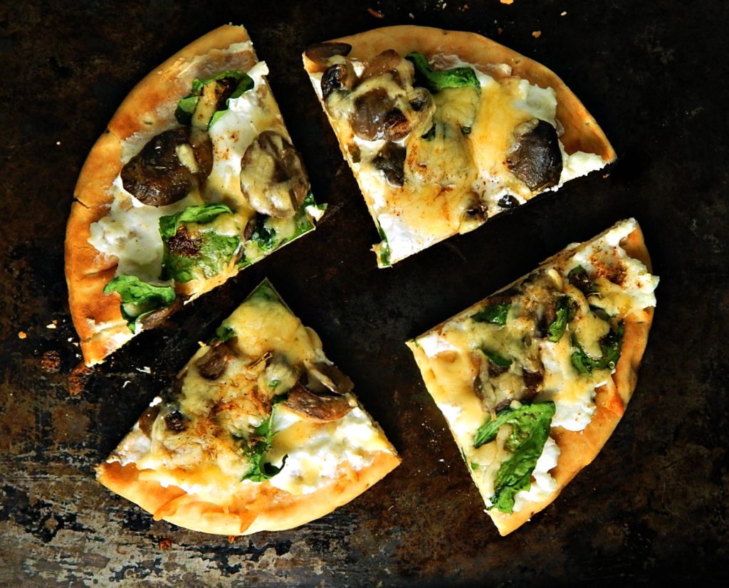 Mushroom Ricotta Flatbread Pizza