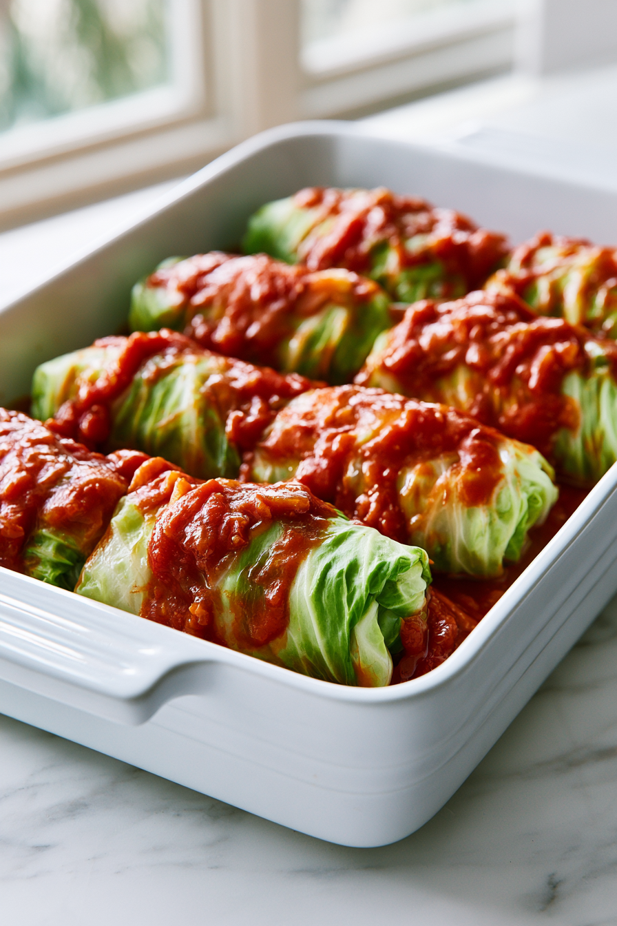 Pour the remaining tomato sauce evenly over the rolls
