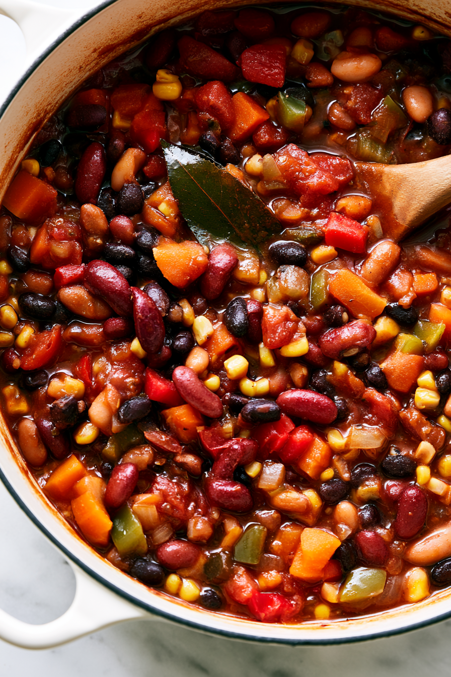 Reduce the heat to low and let the chili simmer uncovered for about 40 to 45 minutes