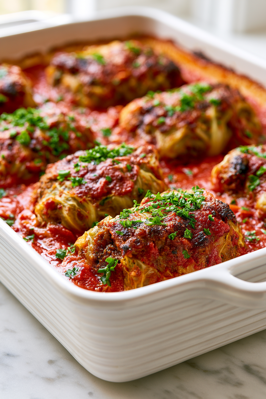 Remove the foil and bake for another 15 minutes until the sauce is bubbling and the cabbage is completely tender
