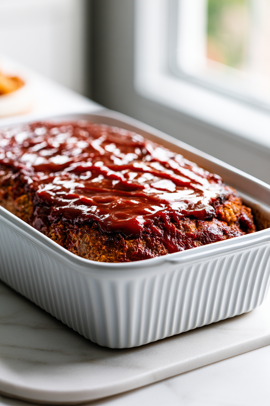 Remove the loaf from the oven, spread the remaining glaze over the top