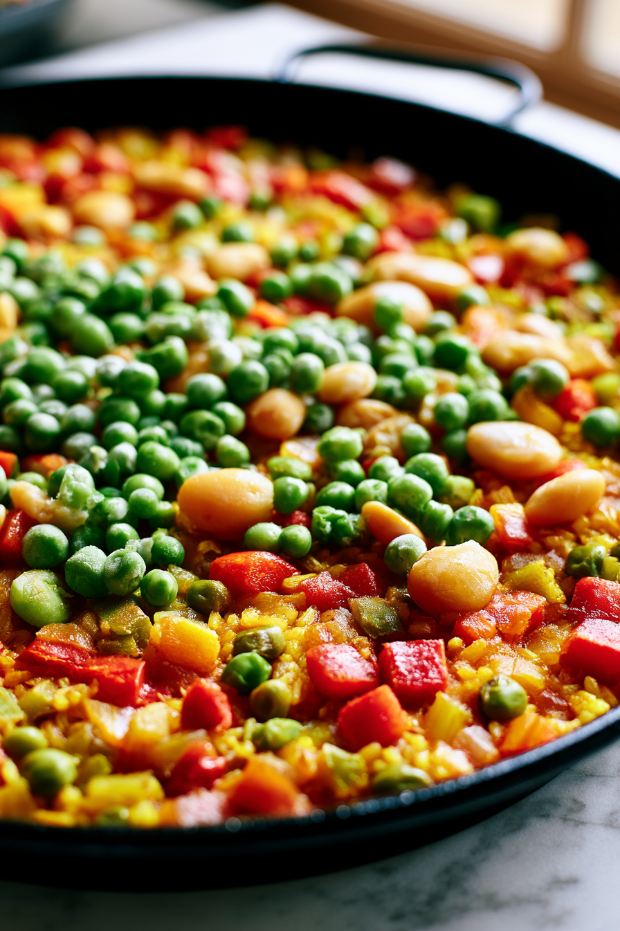 Scatter the peas and butter beans over the top during the last 5 minutes of cooking