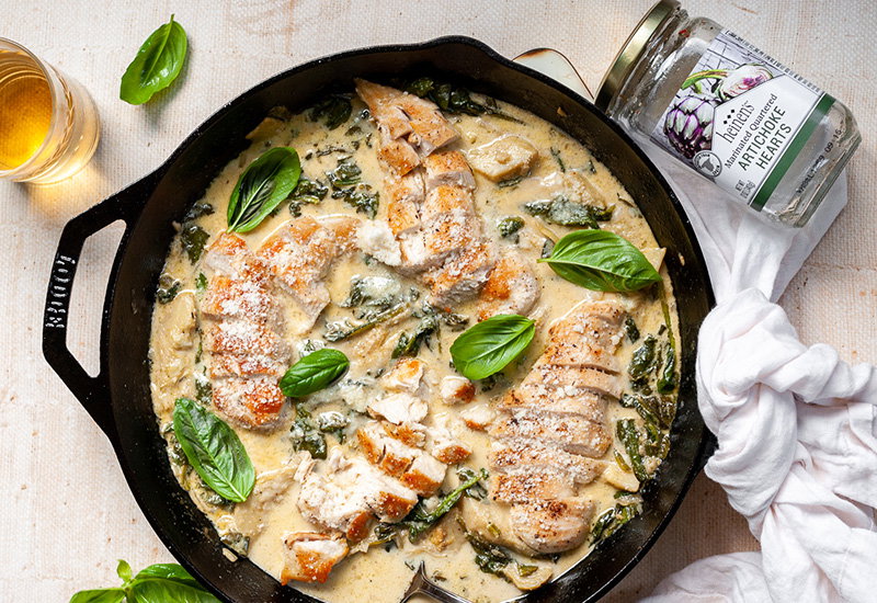 Spinach Artichoke Chicken Skillet