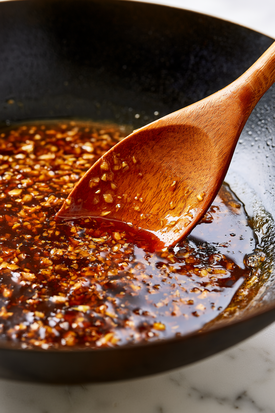 Stir in the cornstarch slurry and cook for 1 to 2 minutes until the sauce becomes glossy and thick enough to coat the back of a spoon