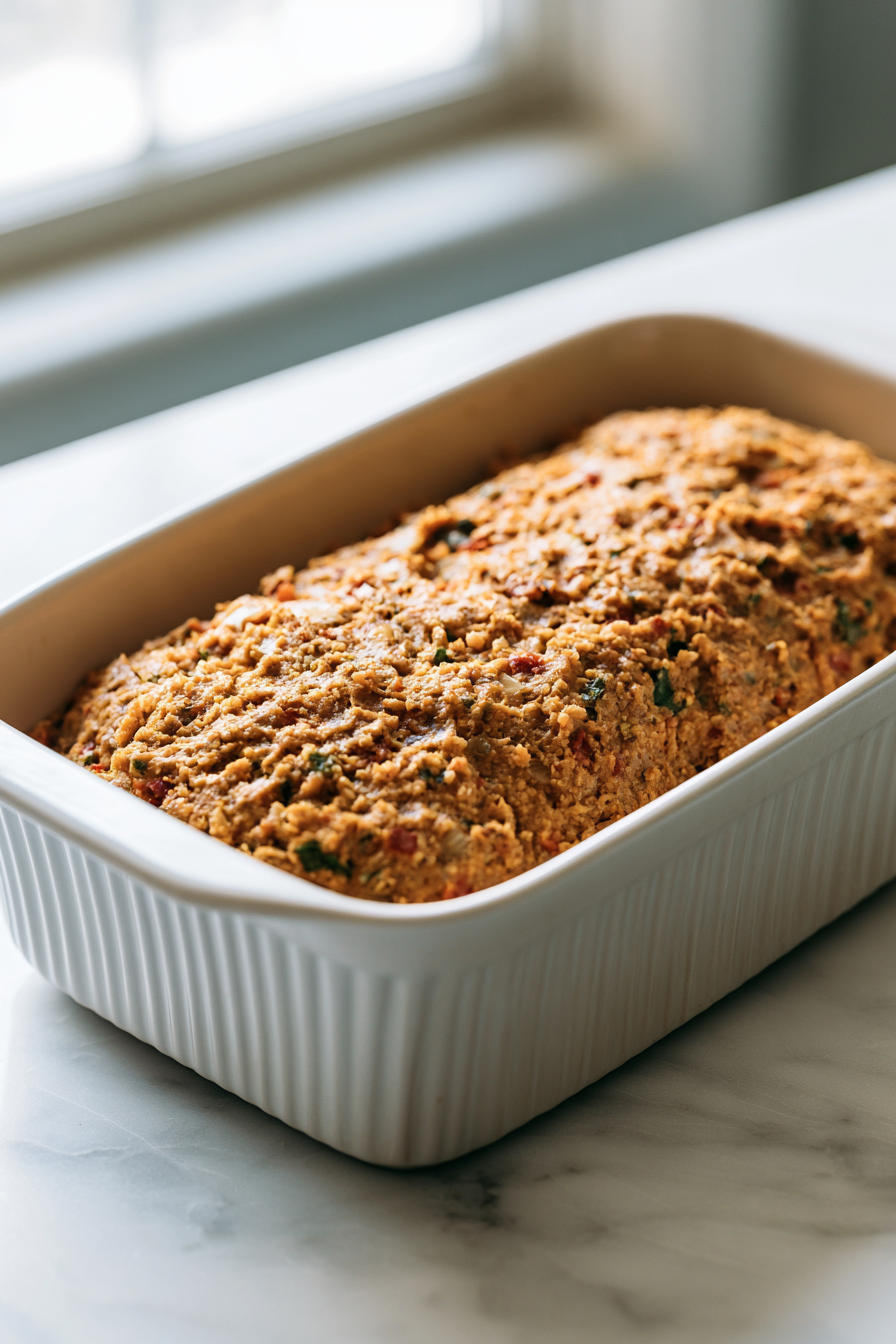 Transfer the mixture into the prepared loaf pan and press it down firmly into an even layer