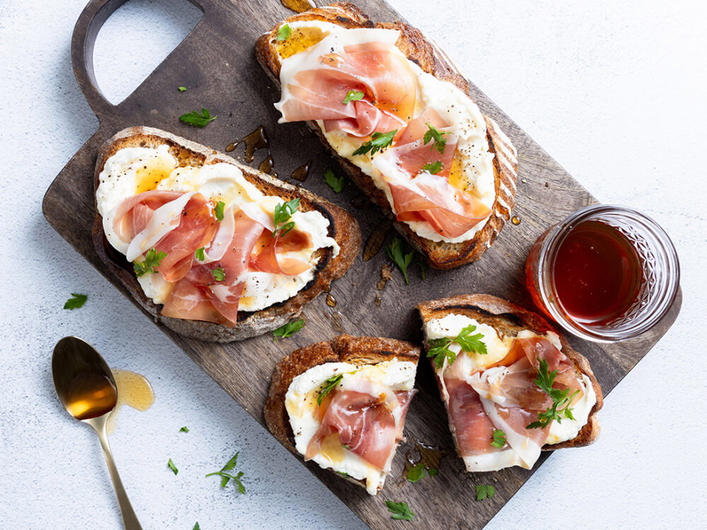 Whipped Ricotta Toast with Hot Honey