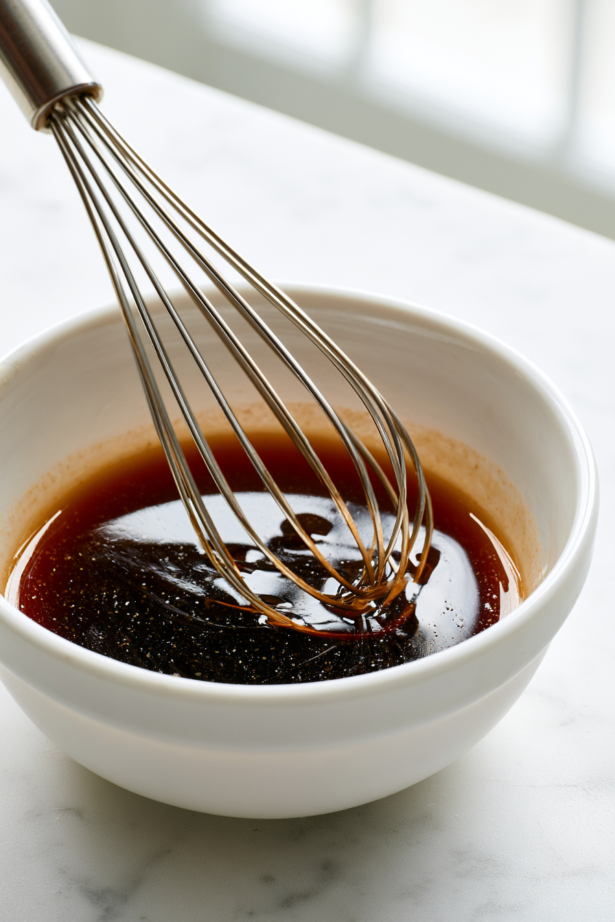 Whisk together the soy sauce, toasted sesame oil, rice vinegar, maple syrup, white pepper, and garlic powder in a small bowl. Set aside.