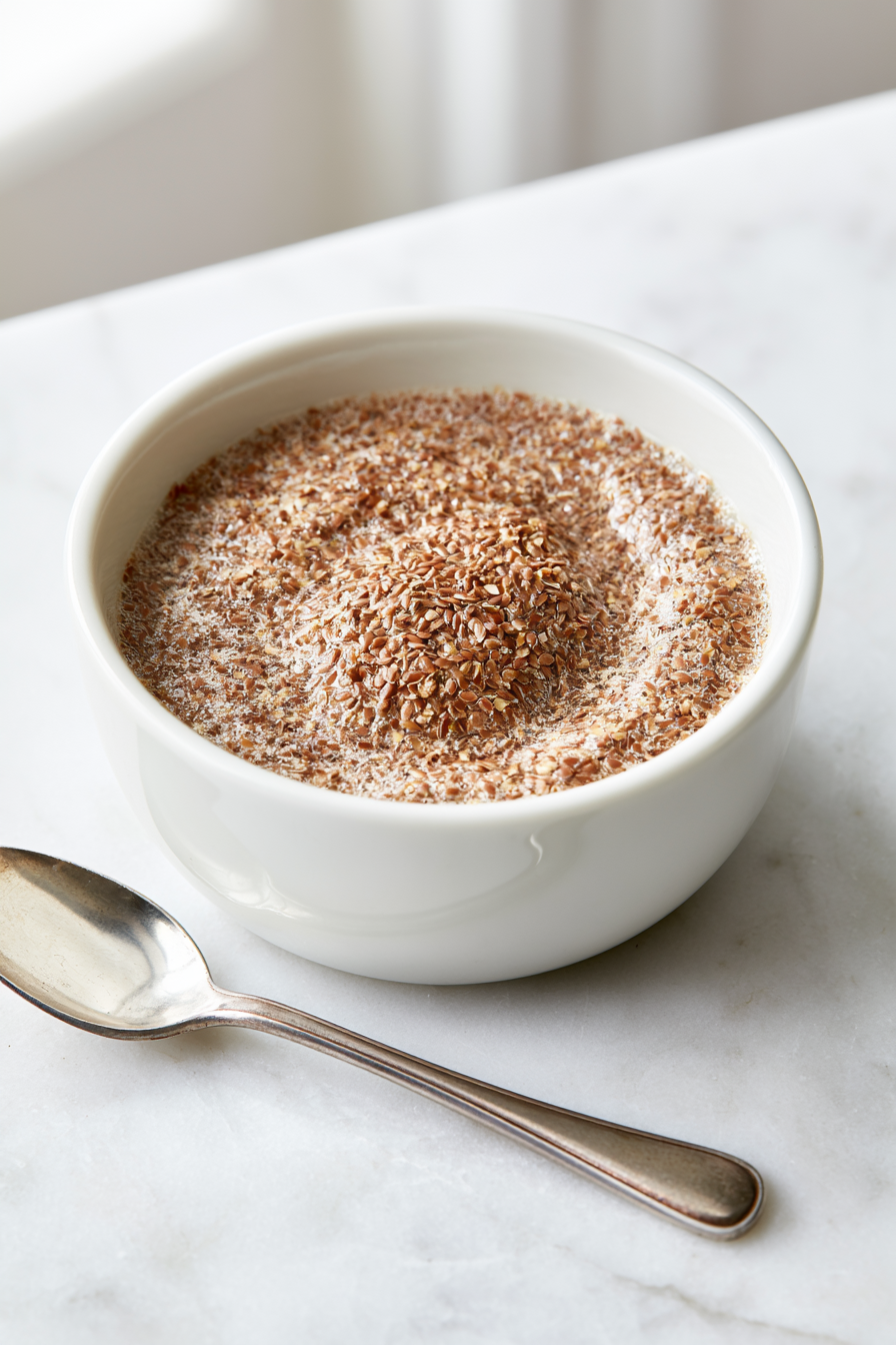 stir together the ground flaxseed and water