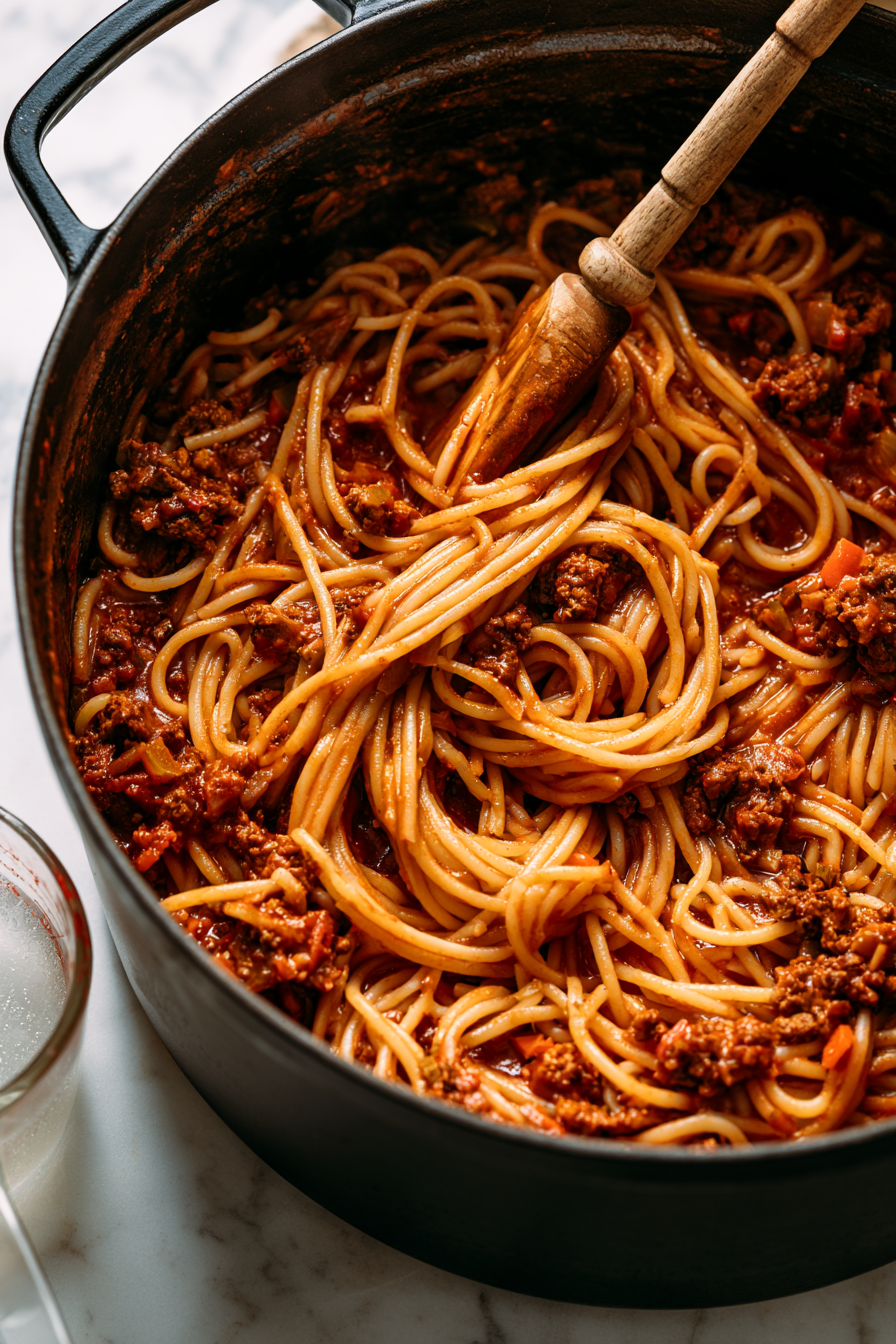 Add the drained pasta to the sauce and toss gently to coat. If the sauce seems too thick, add a small splash of reserved pasta water until it reaches a silky consistency