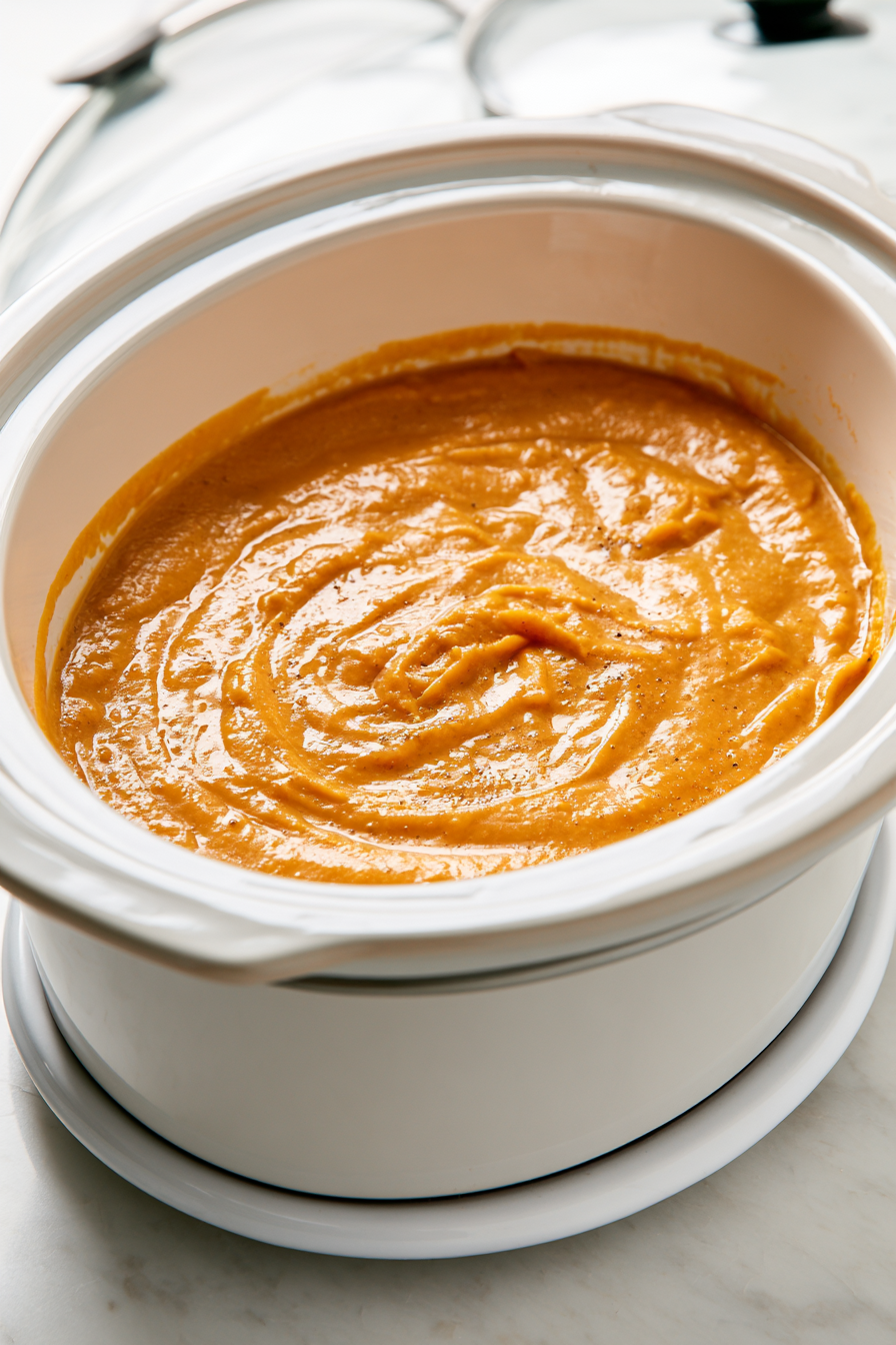 Add the heavy cream to the blended soup and stir until well incorporated, giving it a luxurious, velvety texture
