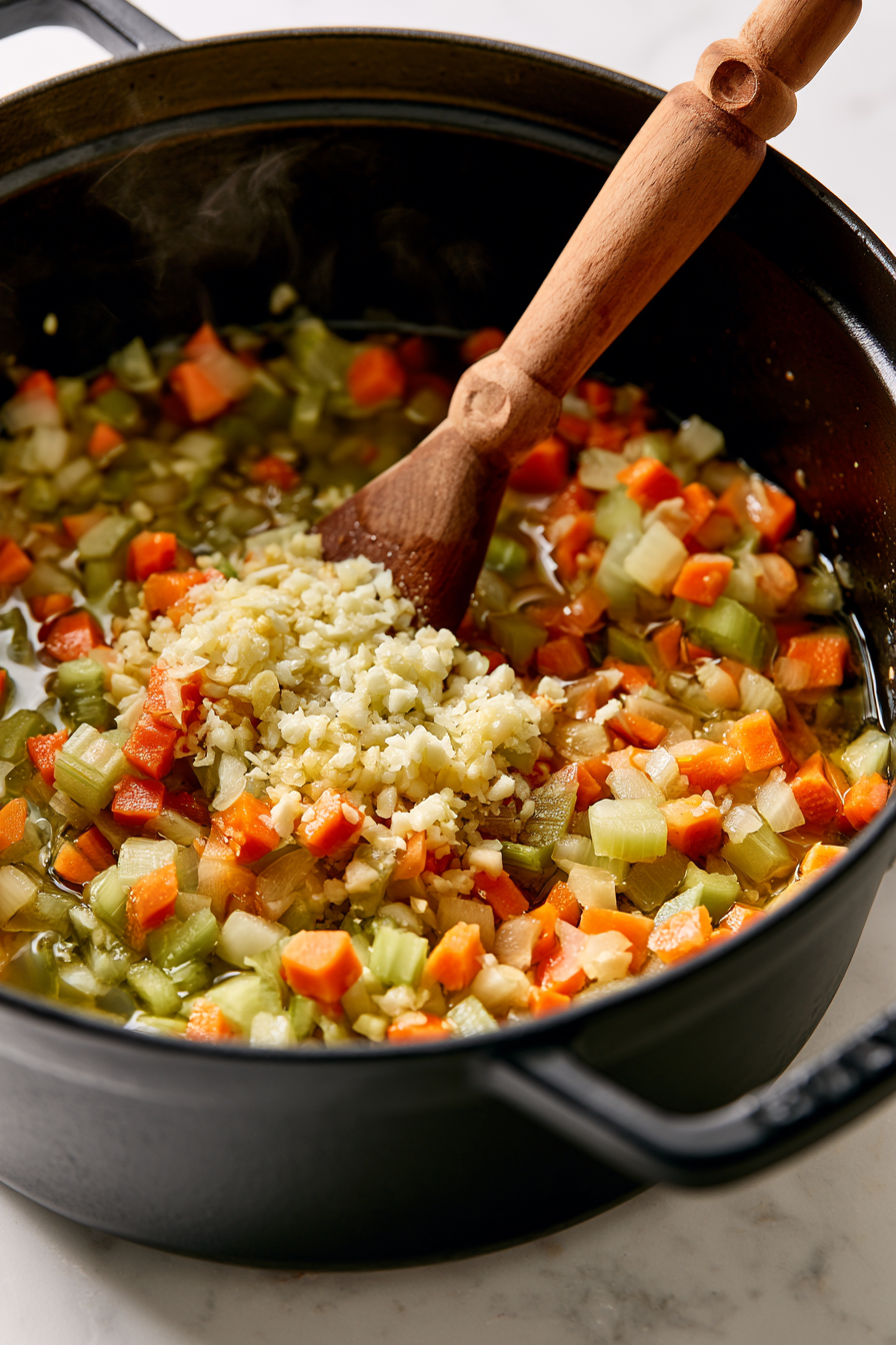 Add the minced garlic and cook for another minute, just until fragrant
