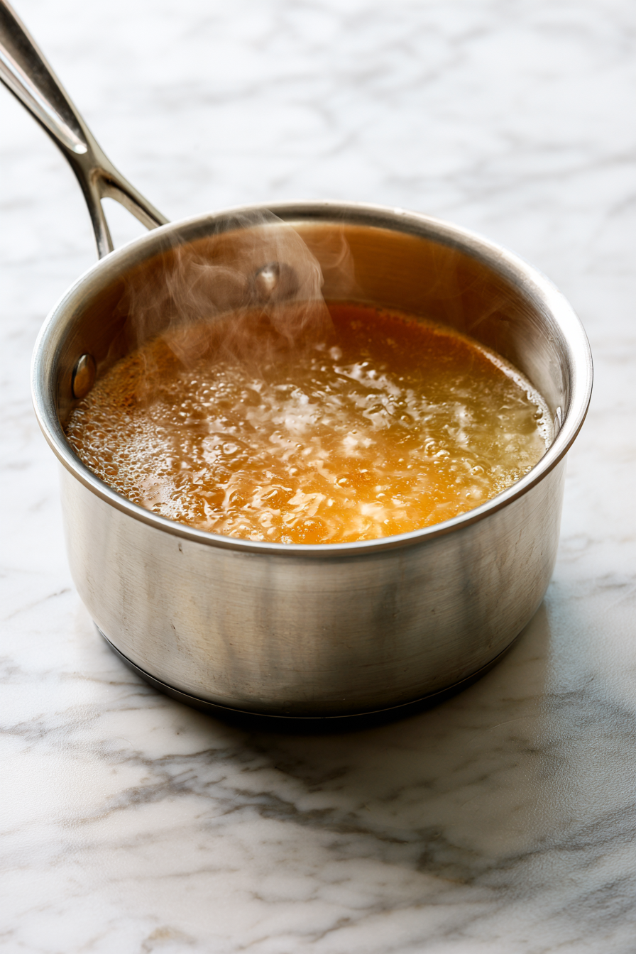 Bring the apple cider to a boil in a small saucepan. Reduce for about 10 minutes, until you have ½ cup