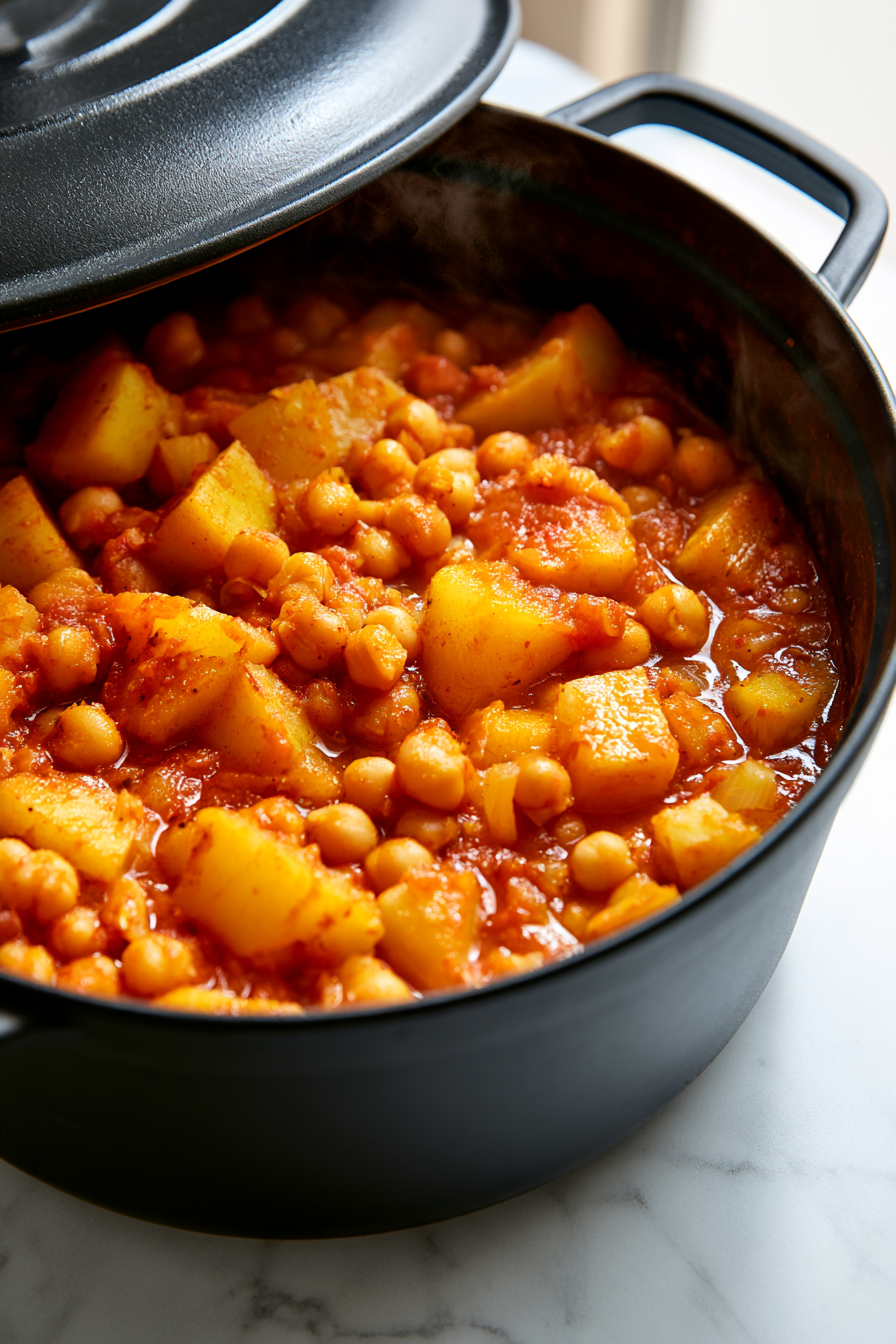 Bring the curry to a simmer, cover, and cook for 20 to 25 minutes until the potatoes are tender and the sauce has thickened